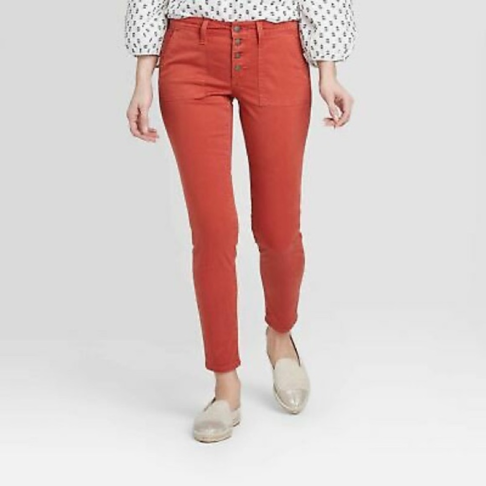 Rust Mid-Rise Ankle Skinny